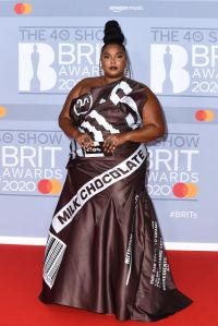 LONDON, ENGLAND - FEBRUARY 18: (EDITORIAL USE ONLY) Lizzo attends The BRIT Awards 2020 at The O2 Arena on February 18, 2020 in London, England. (Photo by Gareth Cattermole/Getty Images)