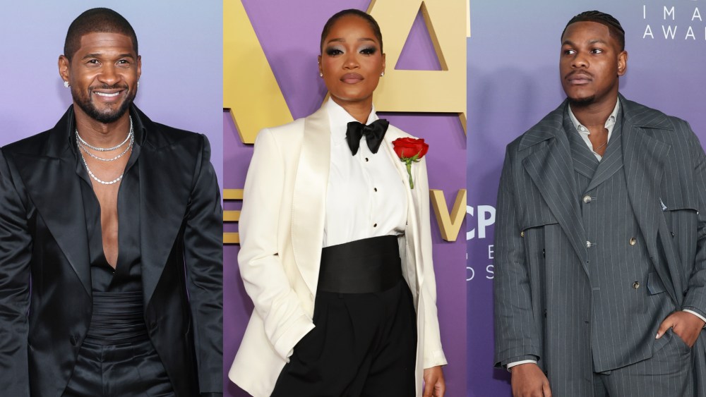 Usher, Keke Palmer suit and John Boyega at the 2024 NAACP Image Awards, retro suits trends