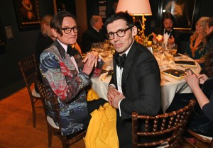 Hamish Bowles, left, and designer Erdem Moralioglu at dinner at the National Portrait Gallery in London in March, 2024.