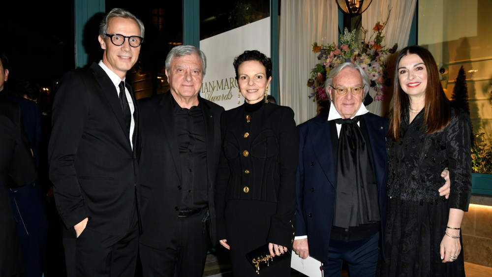 Geoffroy van Raemdonck, Sidney Toledano, Delphine Bellini, Diego Della Valle at the Neiman Marcus Award Ceremony