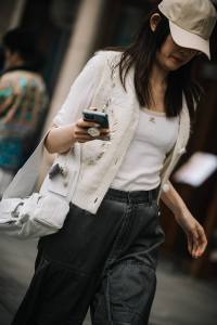 Street style in Shanghai for Spring 2024.