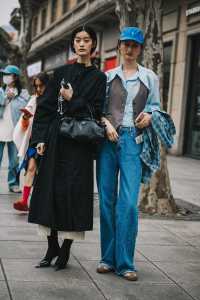 Street style in Shanghai for Spring 2024.