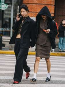 Street style in Shanghai for Spring 2024.