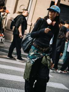 Street style in Shanghai for Spring 2024.