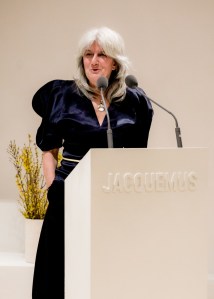 Sophie Fontanel speaks onstage at the Simon Porte Jacquemus Award Ceremony