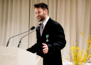 Simon Porte Jacquemus speaks onstage at the Simon Porte Jacquemus Award Ceremony