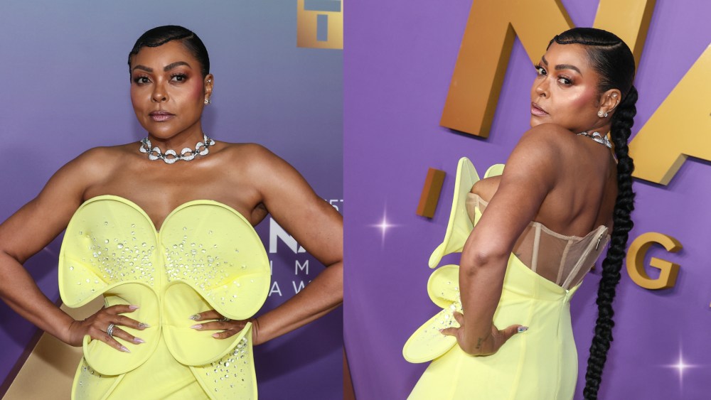 Taraji P. Henson yellow dress at the 55th NAACP Image Awards on March 16 in Los Angeles.