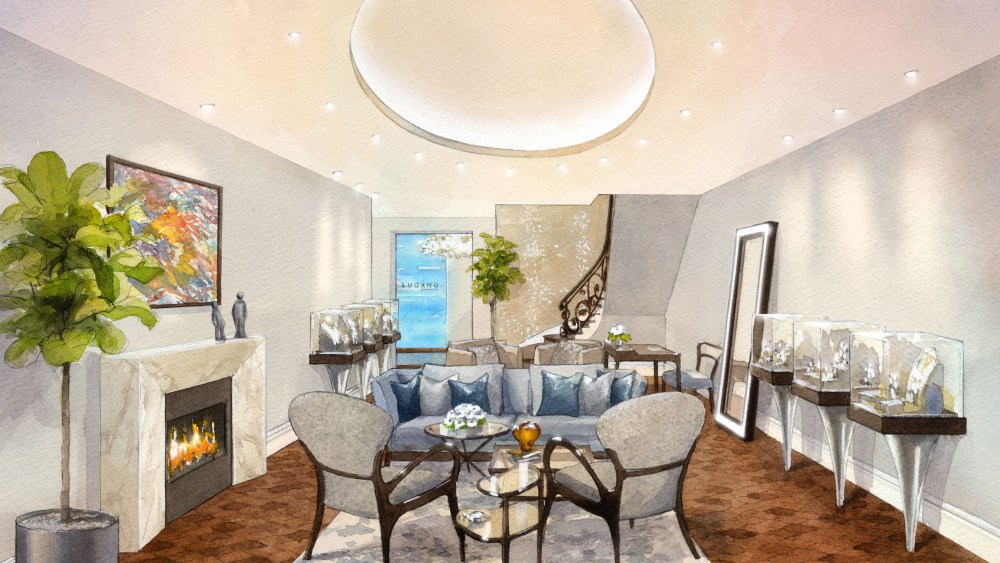 A rendering of the salon that Lugano Diamonds plans to open on Albemarle Street in Mayfair in April.