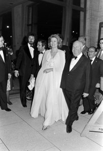 Francois Truffaut (3rd from L), Grace Kelly (C), and Alfred Hitchcock (to R of Kelly) attend the Film Society of Lincoln Center's tribute to Alfred Hitchcock in New York City on April 29, 1974.