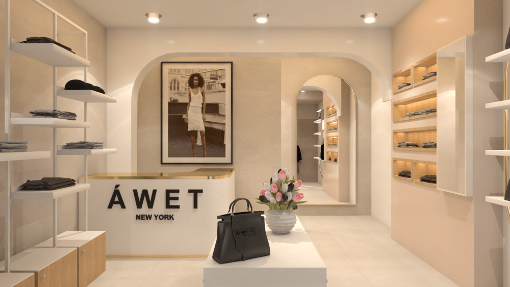 A rendering of the Áwet New York pop-up store in Paris.