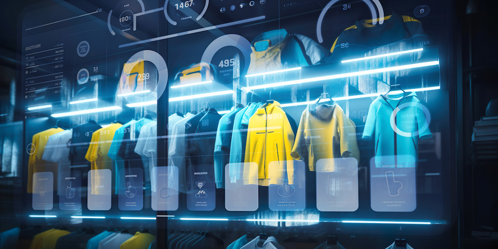 clothing shop,store or stock and management supply concepts,online shopping and marketing.retail stock.ai generative