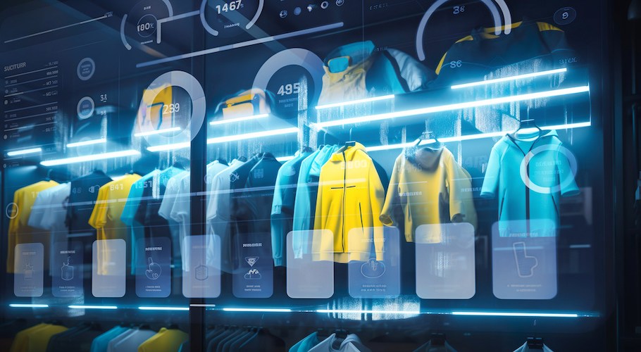 clothing shop,store or stock and management supply concepts,online shopping and marketing.retail stock.ai generative
