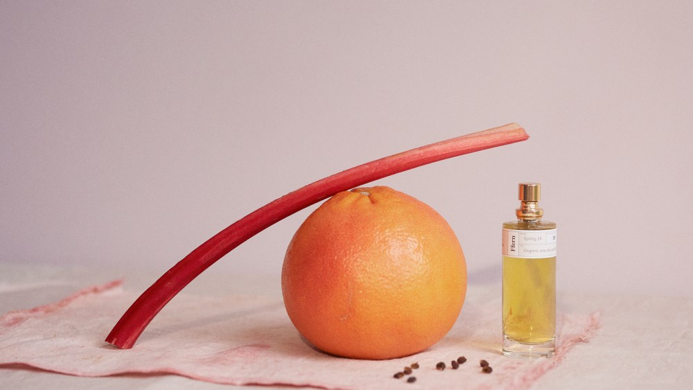 "Slow" fragrance brand Ffern's Spring 24 fragrance, which retails for $129 and features rhubarb and citrus notes.