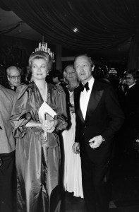 (L-R, foreground) Grace Kelly and Dennis Carothers Stanfill attend an American Film Institute event at the Beverly Hilton Hotel in Beverly Hills, California, on March 3, 1980.