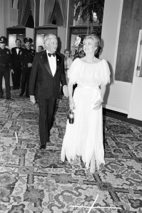 Grace Kelly (R) attends a party, benefitting the Duboff Educational Therapy Center, at the Beverly Hilton Hotel in Beverly Hills, California, on April 25, 1981.