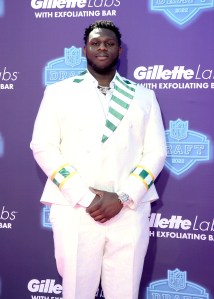 Ikem Ekwonu attends the 2022 NFL Draft on April 28, 2022 in Las Vegas, Nevada.