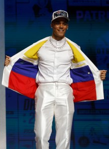 Christian Gonzalez poses after being selected 17th overall by the New England Patriots during the first round of the 2023 NFL Draft at Union Station on April 27, 2023 in Kansas City, Missouri.