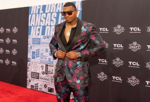 Tyree Wilson during the NFL Draft Red Carpet at the National WWI Museum and Memorial on April 27, 2023 in Kansas City, Missouri.