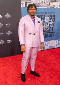 Jalen Carter during the NFL Draft Red Carpet at the National WWI Museum and Memorial on April 27, 2023 in Kansas City, Missouri.