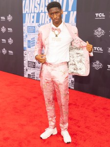 Jordan Addison during the NFL Draft Red Carpet at the National WWI Museum and Memorial on April 27, 2023 in Kansas City, Missouri.