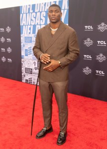 Keion White during the NFL Draft Red Carpet at the National WWI Museum and Memorial on April 27, 2023 in Kansas City, Missouri.