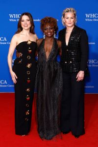 WASHINGTON, DC - APRIL 27: (L-R) Sophia Bush, Karine Jean-Pierre and Ashlyn Harris attend the 2024 White House Correspondents' Dinner at The Washington Hilton on April 27, 2024 in Washington, DC. (Photo by Paul Morigi/Getty Images)