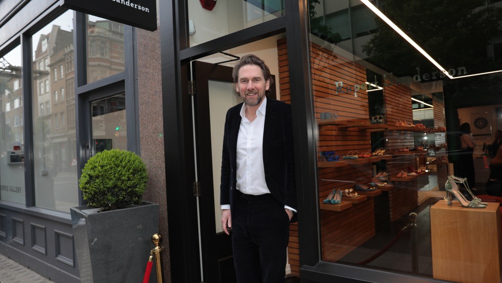 Rupert Sanderson outside his new Great Portland Street store in London.