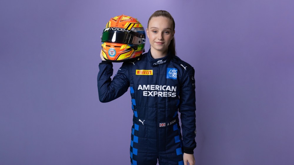 American Express, jessica edgar, f1 academy driver, women race car driver motorsports, amex