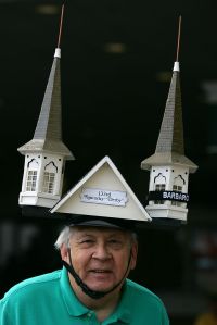 LOUISVILLE, KY - MAY 05:  George Hotler from Praire Village, Kansas is seen in the Paddock area wearing a hat in the shape of the famous spires during the 133rd Kentucky Derby on May 5, 2007 at Churchill Downs in Louisville, Kentucky.  (Photo by Jamie Squire/Getty Images)