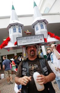 LOUISVILLE, KY - MAY 02:  A race fan wears an elaborate hat before the 135th running of the Kentucky Derby on May 2, 2009 at Churchill Downs in Louisville, Kentucky.  (Photo by Jamie Squire/Getty Images)
