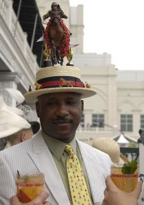 A fan named Eric from Chicago sports a horsey hat on Kentucky Derby day May 5, 2007  at Churchill Downs  in Louisville. (Photo by A. Messerschmidt/Getty Images) *** Local Caption ***