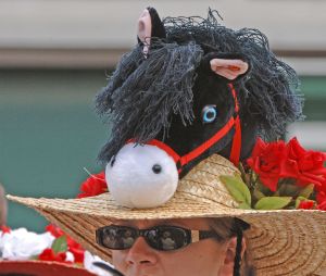 Hats of all shapes and sizes are on display on Kentucky Derby Day at Churchill Downs, May 7, 2005 in Louisville. (Photo by A. Messerschmidt/Getty Images) *** Local Caption ***