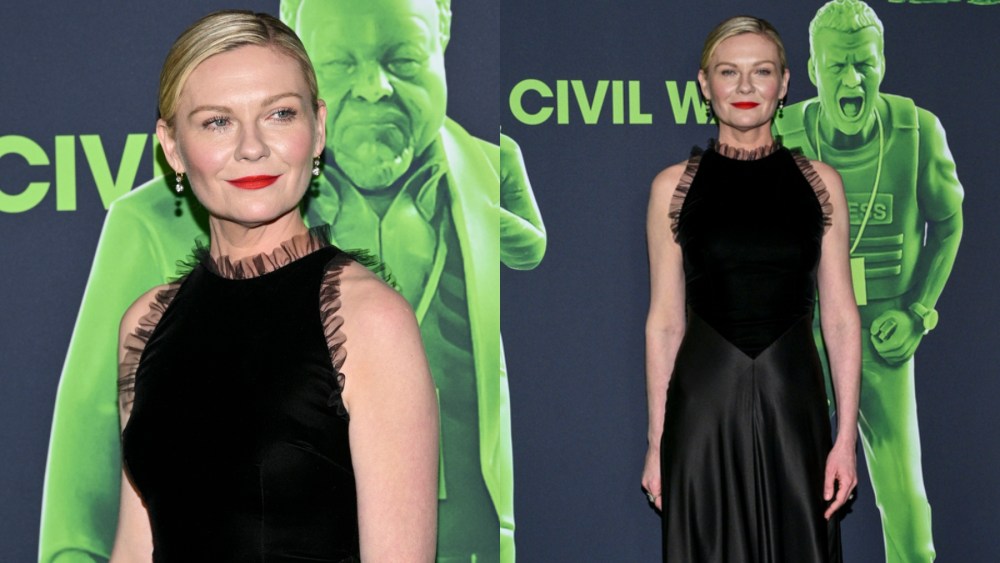 Kirsten Dunst at a special screening of "Civil War" on April 2 in Los Angeles, quiet luxury fashion trends, rodarte dress with ruffles