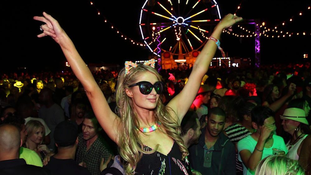 Paris Hilton at Neon Carnival in 2015, Coachella, music festival, parties