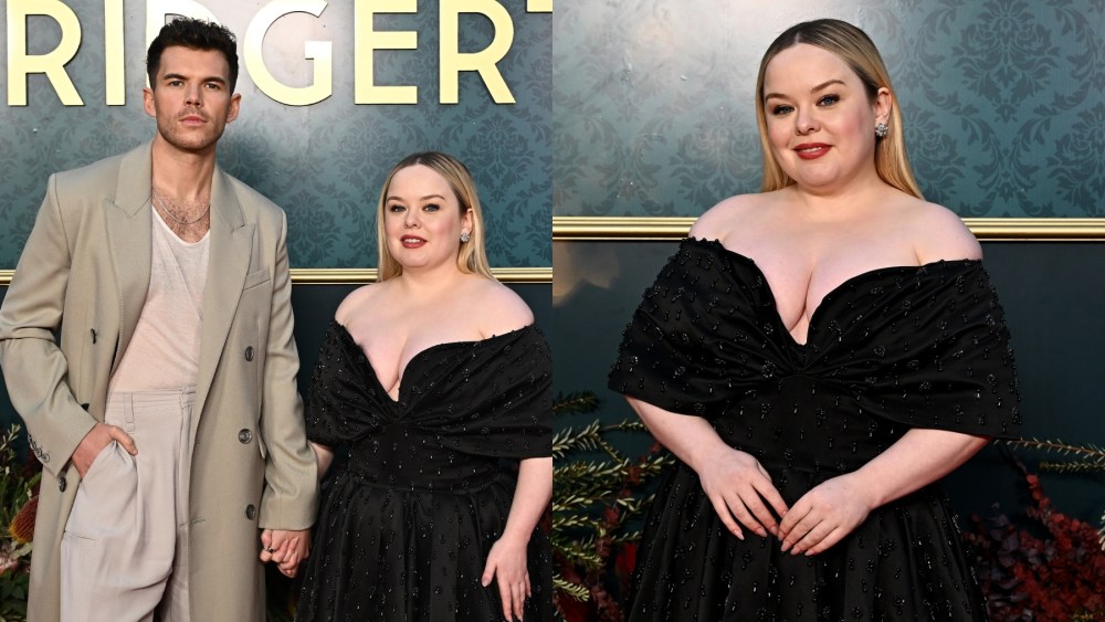 Luke Newton and Nicola Coughlan attend the premiere of "Bridgerton" season three on April 21 in Bowral, Australia.