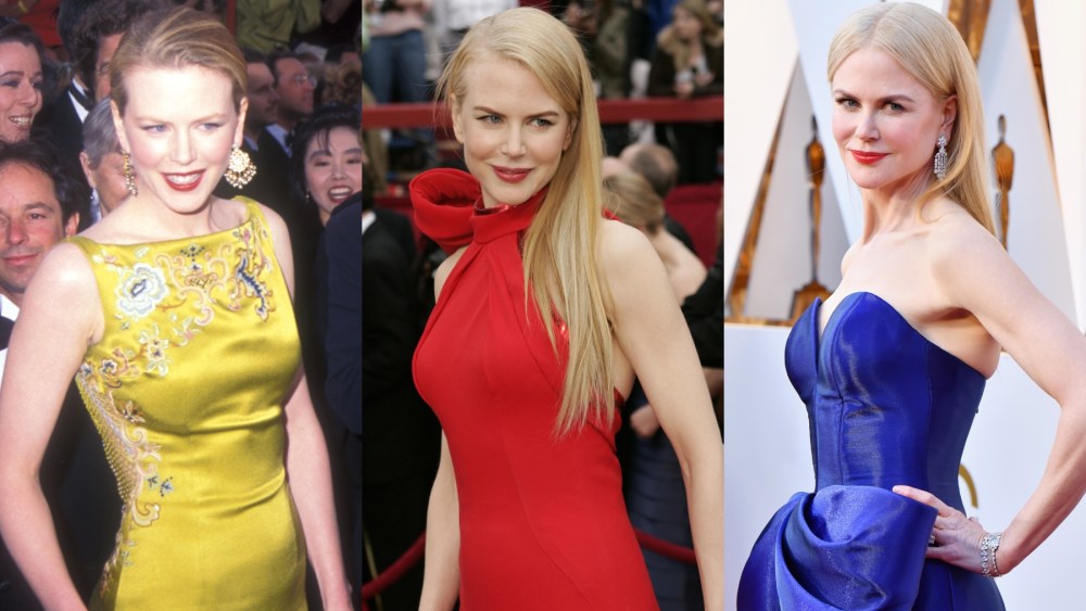Nicole Kidman in 1997, 2007 and 2018, Balenciaga, Dior, Armani, red carpet, Oscars, Academy Awards