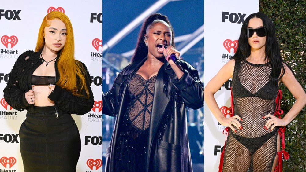 see through sheer dresses fashion trends, Ice Spice, Jennifer Hudson and Katy Perry at the 2024 iHeartRadio Music Awards on April 1 Los Angeles.