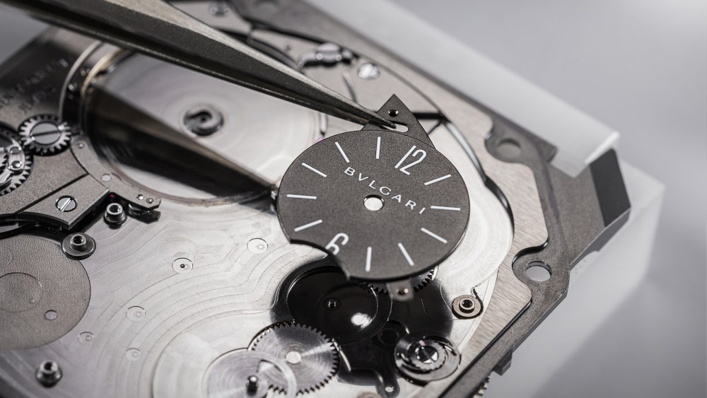 The manufacturing of Bulgari's Octo Finissimo Ultra COSC mechanical watch.