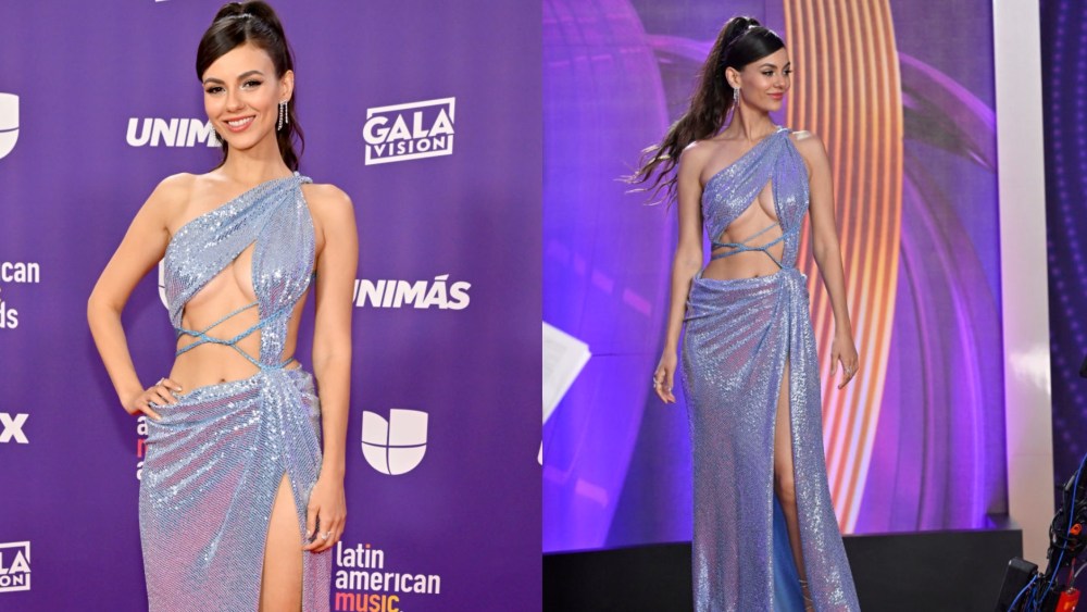 Victoria Justice silver dress at Latin american Music Awards 2024