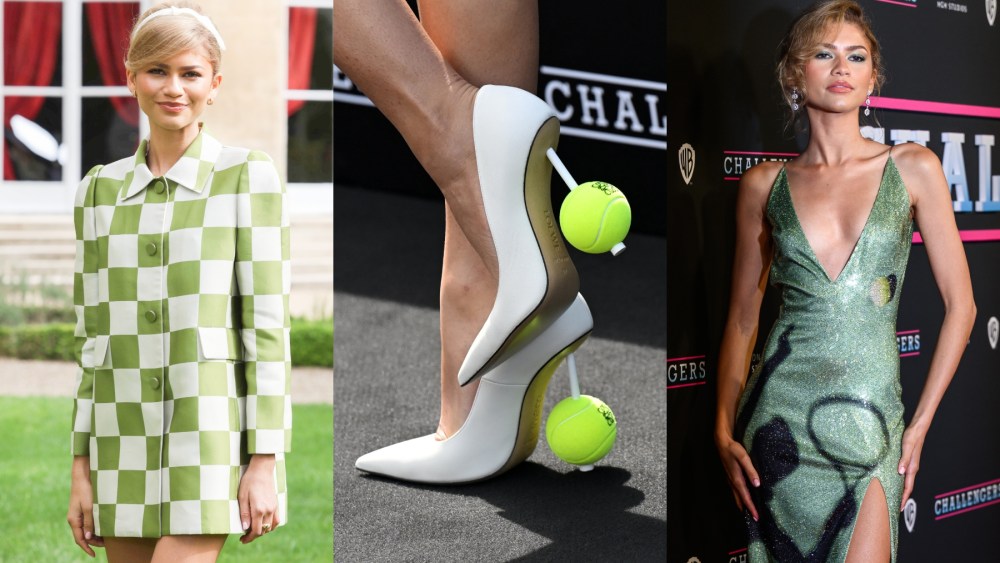 Zendaya during the "Challengers" press tour, red carpet, celebrity style, Loewe, Law Roach, tenniscore, Louis Vuitton, Marc Jacobs