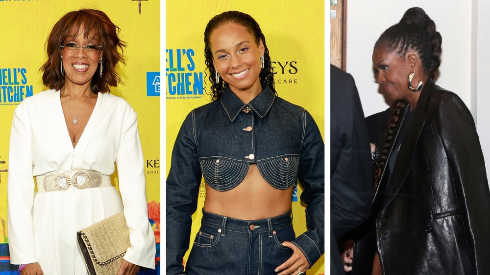 jean paul gaultier denim jean jacket Très Gaultier Collection, conical bra lingerie stitching, NEW YORK, NEW YORK - APRIL 20: Alicia Keys attends "Hell's Kitchen" Broadway opening night at Shubert Theatre on April 20, 2024 in New York City. (Photo by Jason Mendez/Getty Images)