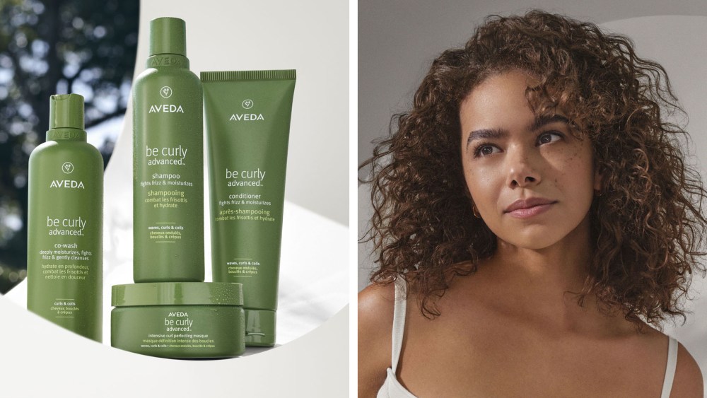 (L-R): Aveda's Be Curly Advanced collection and Antonia Gentry.