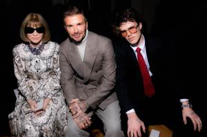 Anna Wintour, David Beckham, and Cruz Beckham at Victoria Beckham RTW Fall 2024.