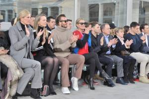 David Beckham, Kate Moss and Xavier Dolan in the front row of the Louis Vuitton RTW Fall 2017.