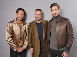 Neymar, Kevin Trapp and David Beckham n the front row at the Louis Vuitton RTW Fall 2018.