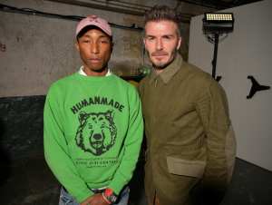 David Beckham and Pharrell Williams in the front row at the Adidas MakerLab Presents: Here to Create show.