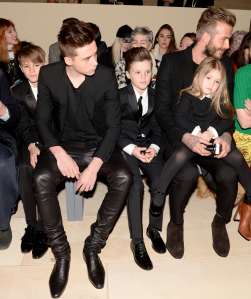 Romeo Beckham, Brooklyn Beckham, Cruz Beckham, Harper Beckham and David Beckham attends the  Victoria Beckham Fall RTW 2015 show.