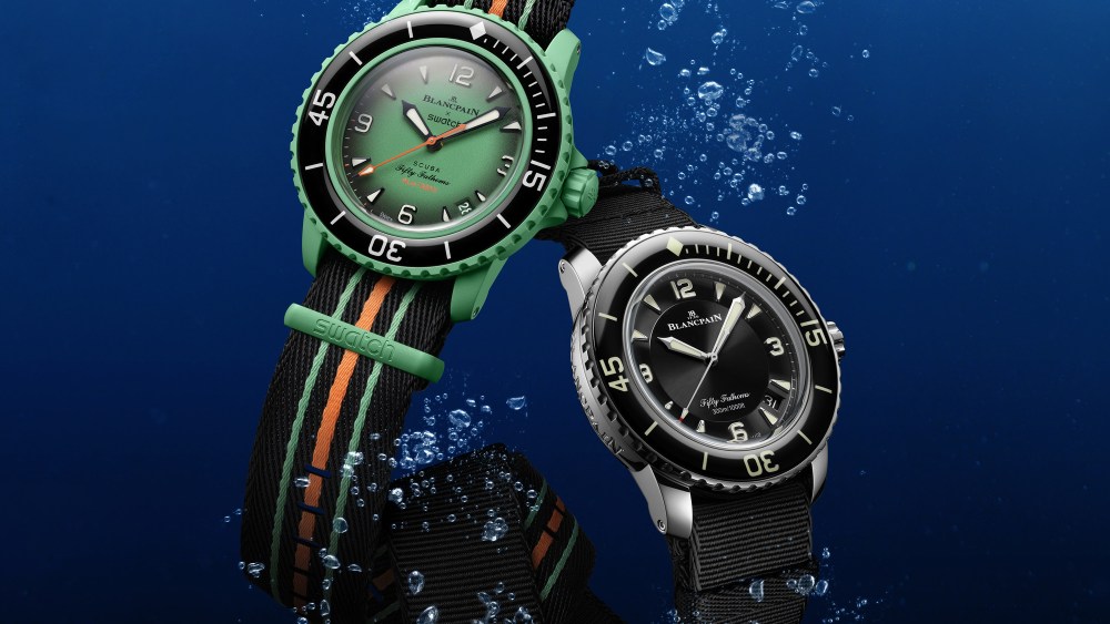The Indian and Antartic Ocean-inspired Blancpain x Swatch watches.