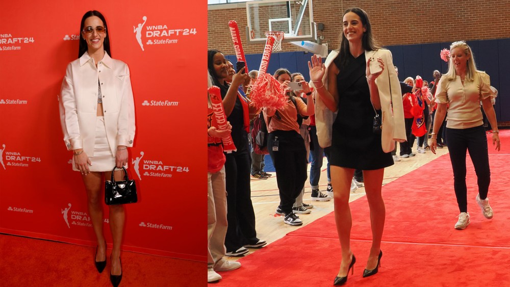 Caitlin Clark in Prada and Louis Vuitton at the WNBA draft and her first press conference in Indiana.