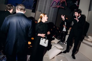 Rosamund Pike at Dior Pre-Fall 2024 afterparty held at the Brooklyn Museum on April 15, 2024 in New York.